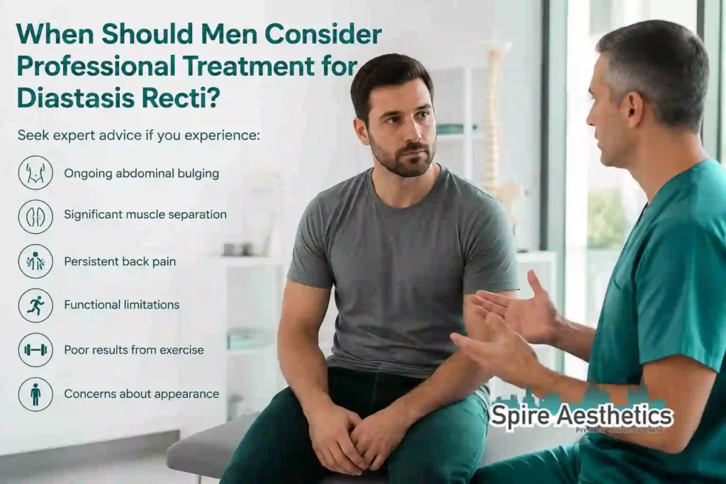 When Should Men Consider Professional Treatment for Diastasis Recti Coombe?